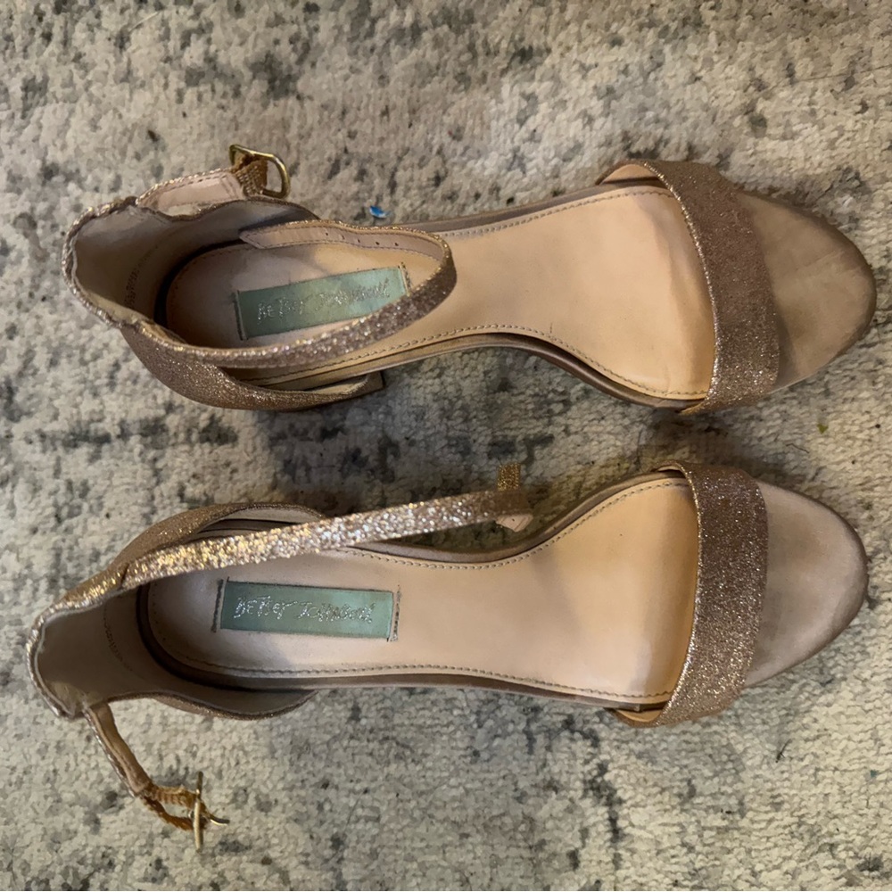 Betsey Johnson Champagne Glitter Heels